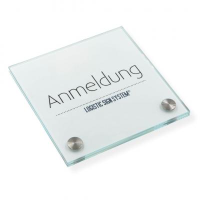 Tuerschild VITRUM B , Glasschild fuer Buero 130 130 mm